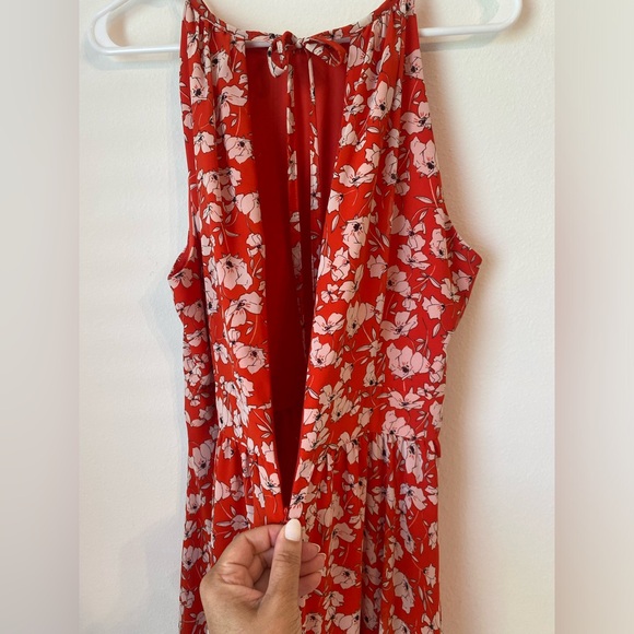 Eliza J high-low Red open Shoulder floral maxi dress Size 14 - Picture 7 of 10